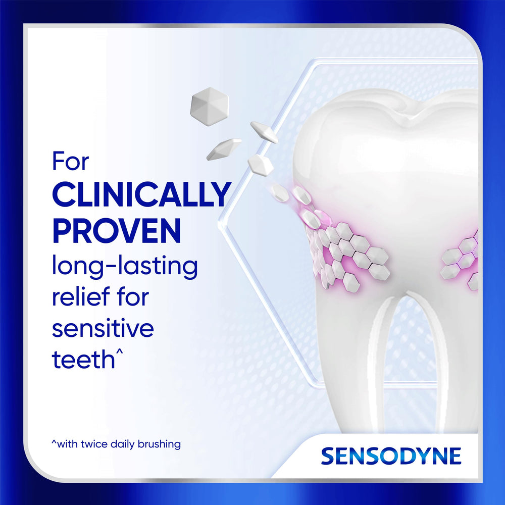 Texture of Sensodyne paste in arctic mint color illustrating gentle whitening action