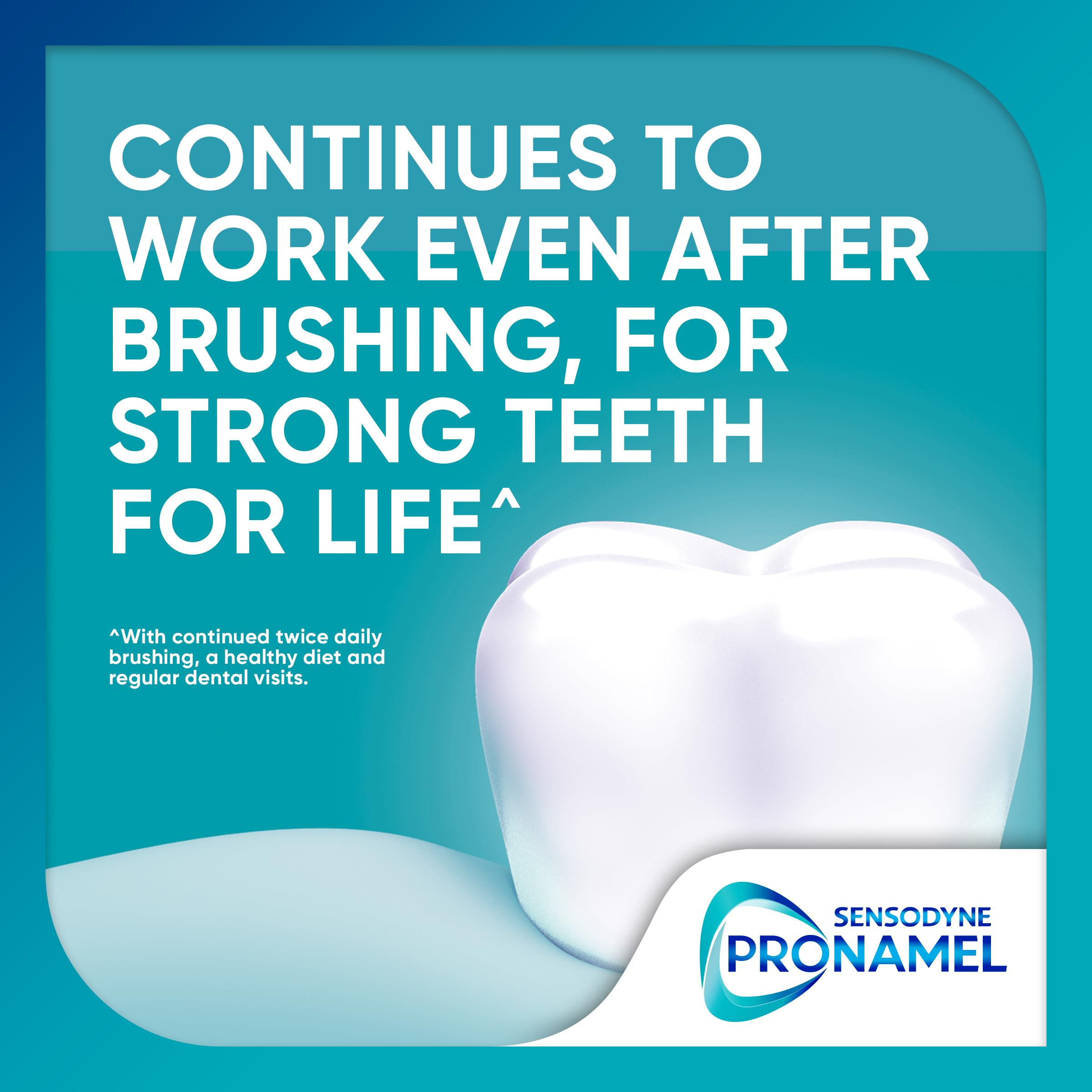 Etiqueta de Sensodyne Pronamel con ingredientes clave para fortalecimiento del esmalte
