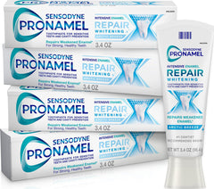 Sensodyne Pronamel frente del empaque mostrando pack de cuatro, protección continua
