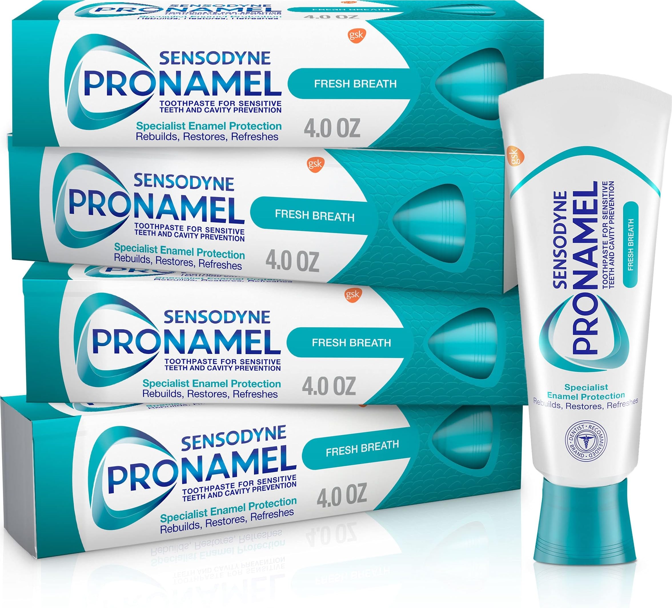 SENSODYNE PRONAMEL frontal del paquete mostrando beneficio de esmalte