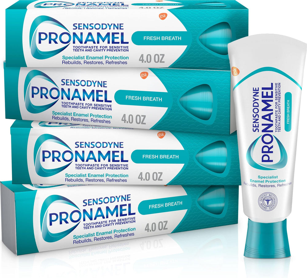 SENSODYNE PRONAMEL frontal del paquete mostrando beneficio de esmalte