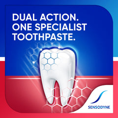 Sensodyne textura de pasta en cepillo mostrando espuma suave y baja abrasión