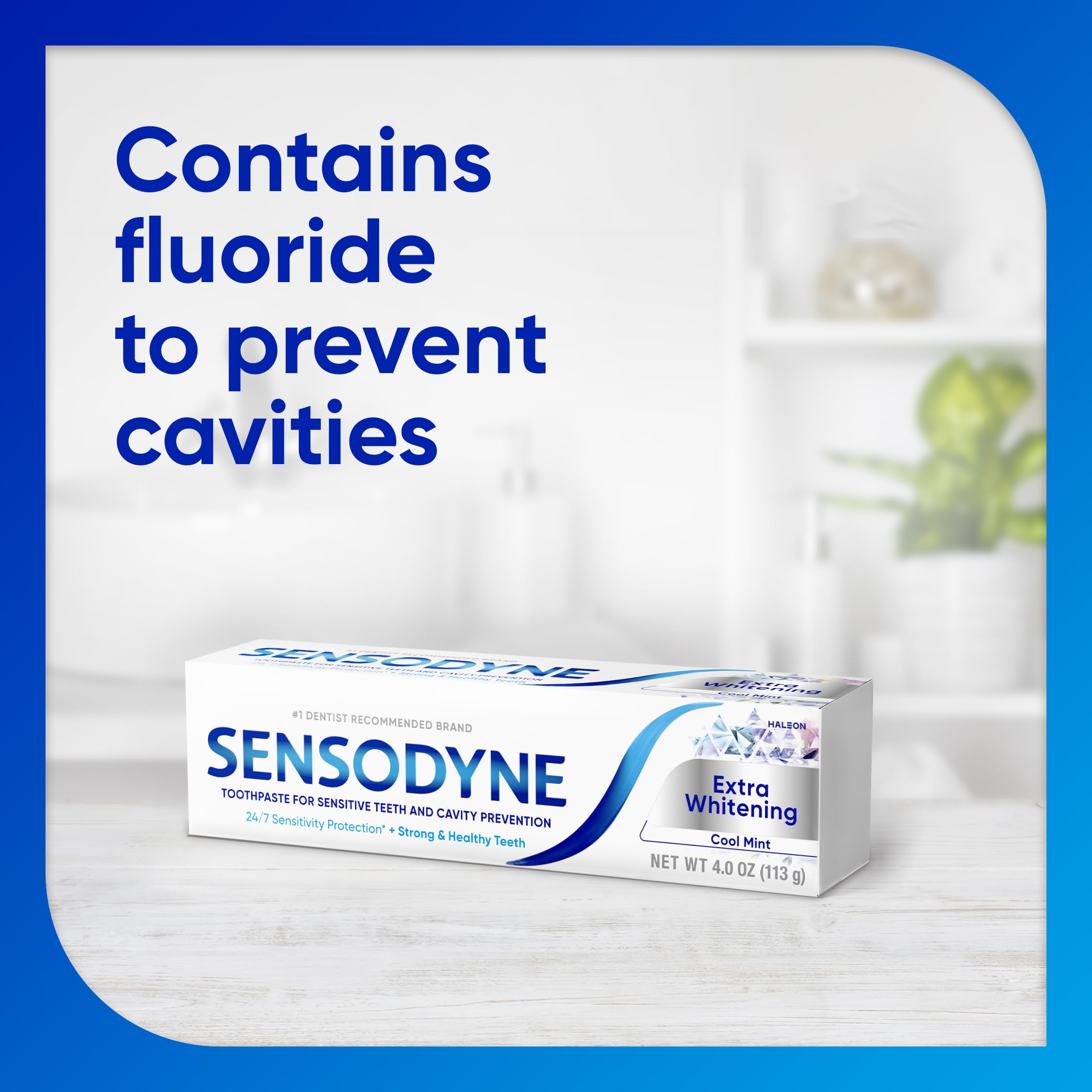 Sensodyne textura de la pasta saliendo del tubo, muestra consistencia suave