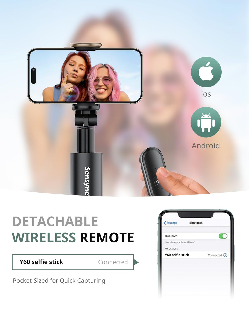 SENSYNE rotating phone holder close-up with silicone pads protecting device