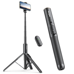 SENSYNE tripod front view showing compact design and included remote for portability
