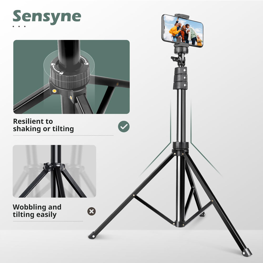 SENSYNE tripod collapsed beside backpack illustrating compact travel-friendly storage