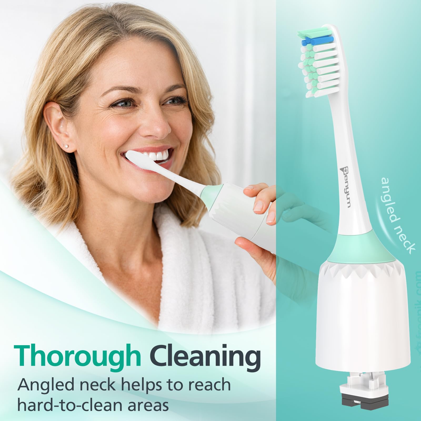 Senyum comparación de tamaño del cabezal para visualizar escala y cobertura dental
