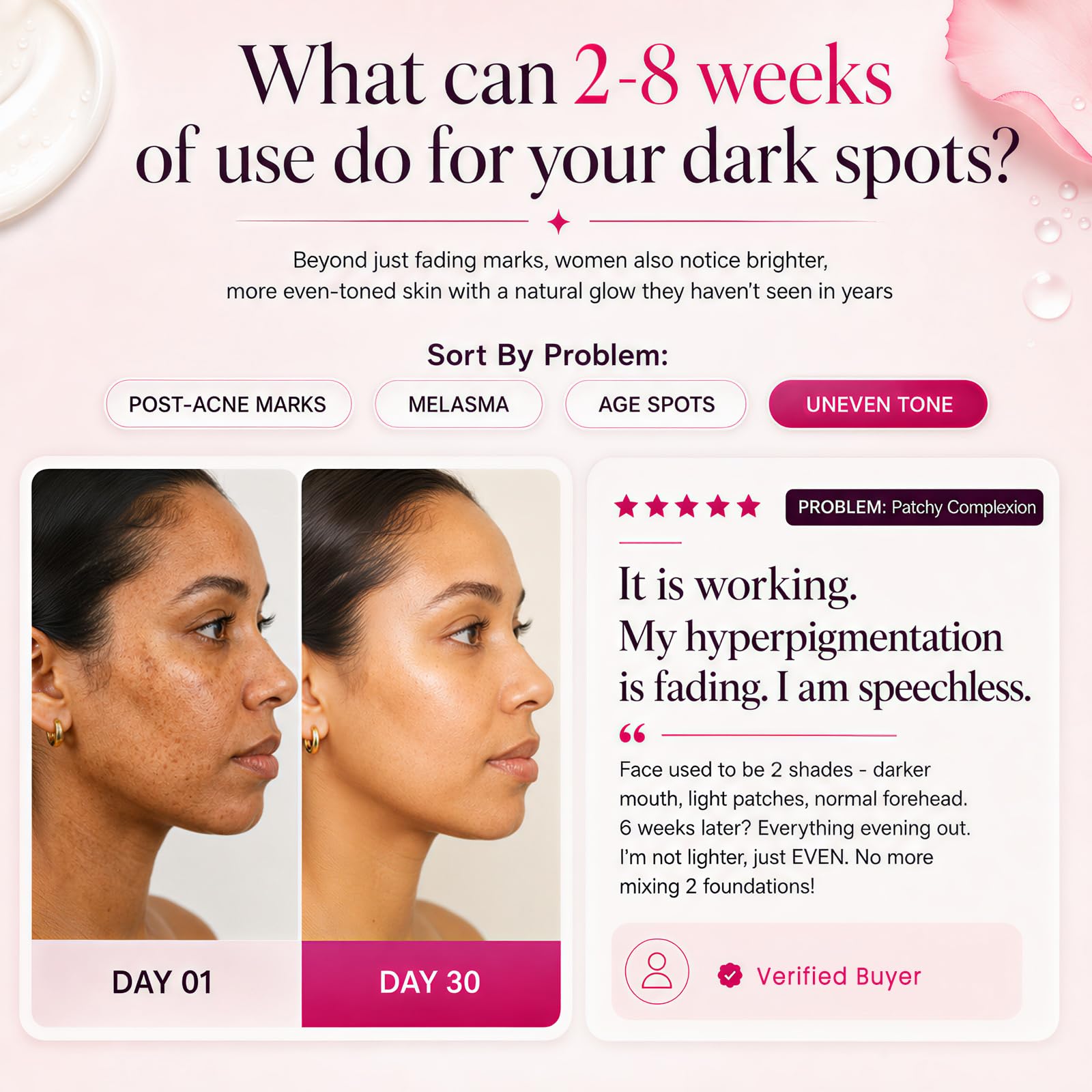 Seora skins aplicación en rostro, mejora apariencia del tono