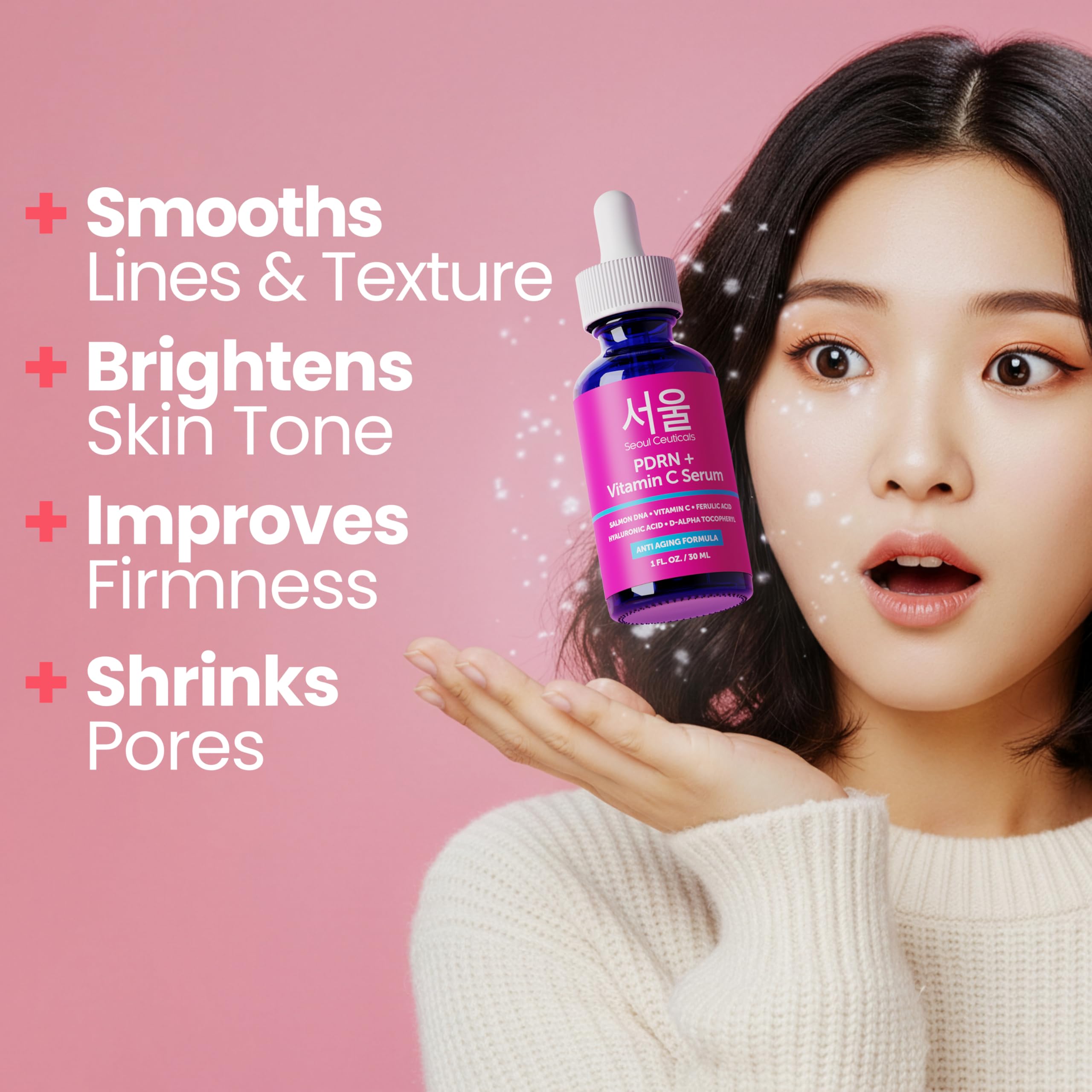 SeoulCeuticals ingredientes clave: PDRN y vitamina C visible en envase