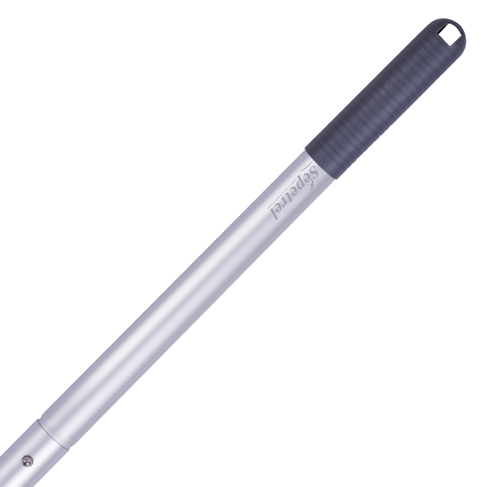 Sepetrel front view of pole showing anodized finish and length benefits