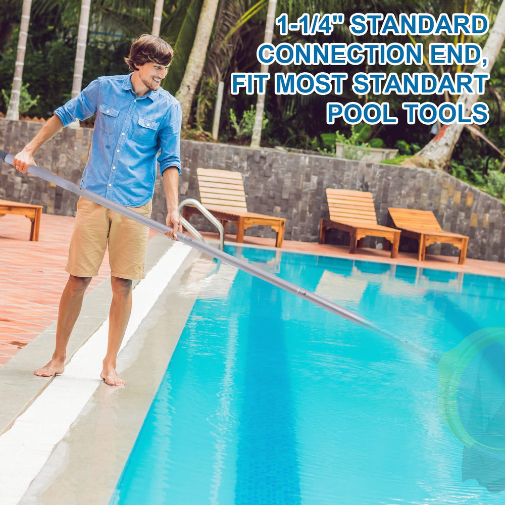 Sepetrel used with skimmer at poolside demonstrating effortless cleaning