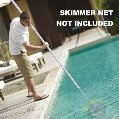 Sepetrel pole leaning poolside in lifestyle scene enabling easy maintenance