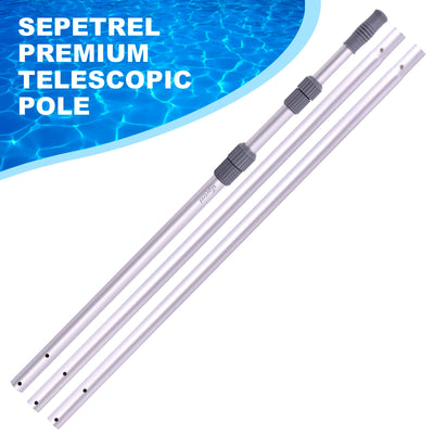 Sepetrel pole attached to skimmer net cleaning pool surface efficiently