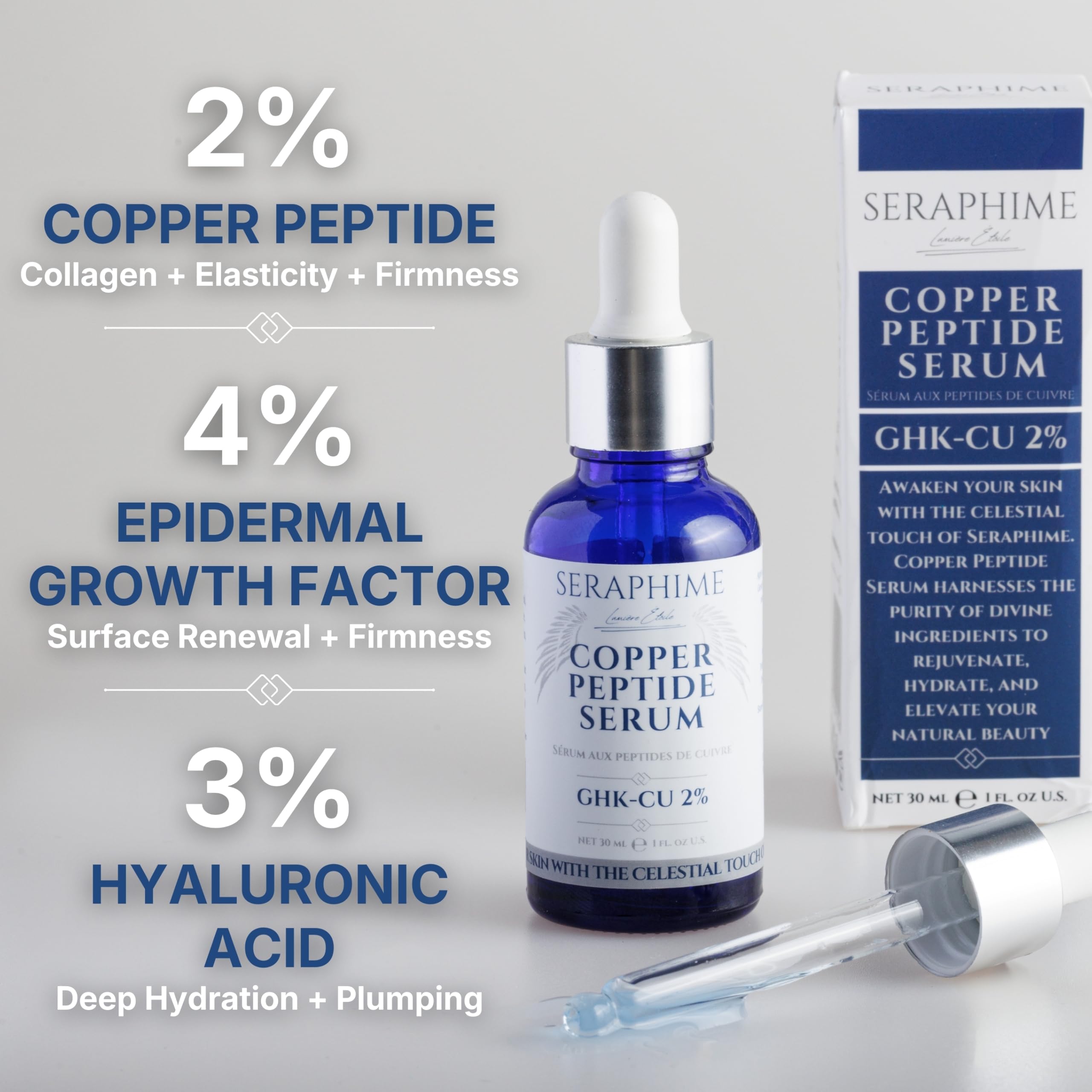 Seraphime textura del suero en gotero, absorción ligera y no grasa
