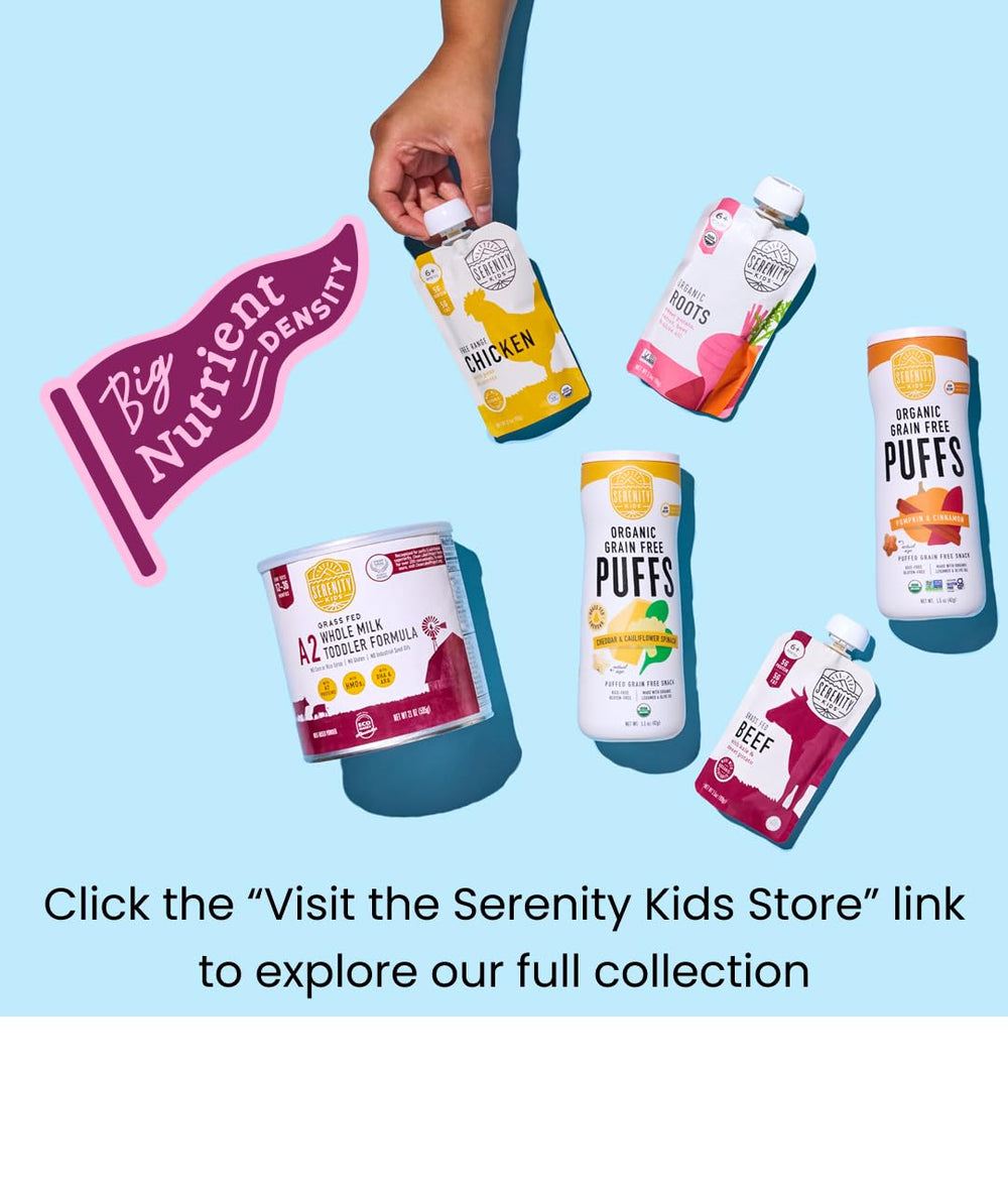 Serenity Kids pouch in outdoor family setting for convenient snacking