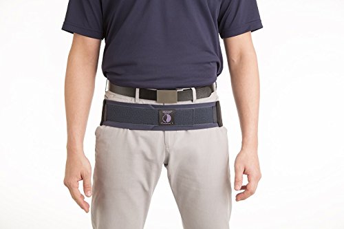 Serola belt beside measuring tape showing large 40–45 inch fit benefit