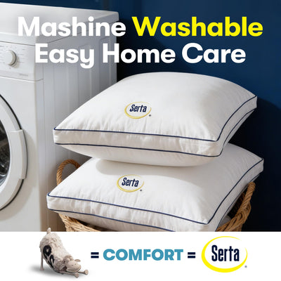 Serta two pillows stacked showing consistent loft and elegant look