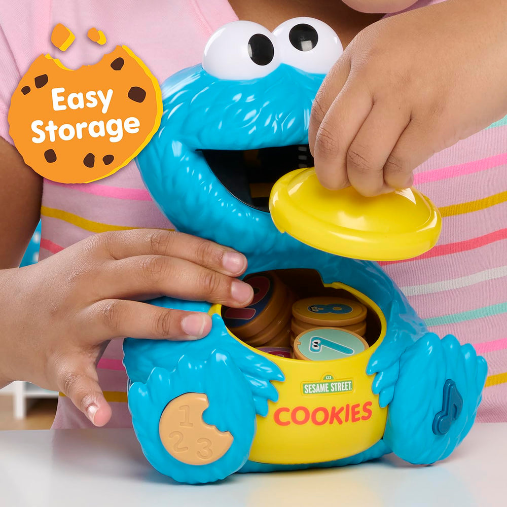 Sesame Street tapa abierta con espacio para guardar galletas, orden y fácil almacenamiento