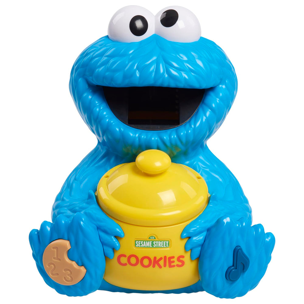 Sesame Street frasco frontal mostrando cara de Cookie Monster y beneficio educativo