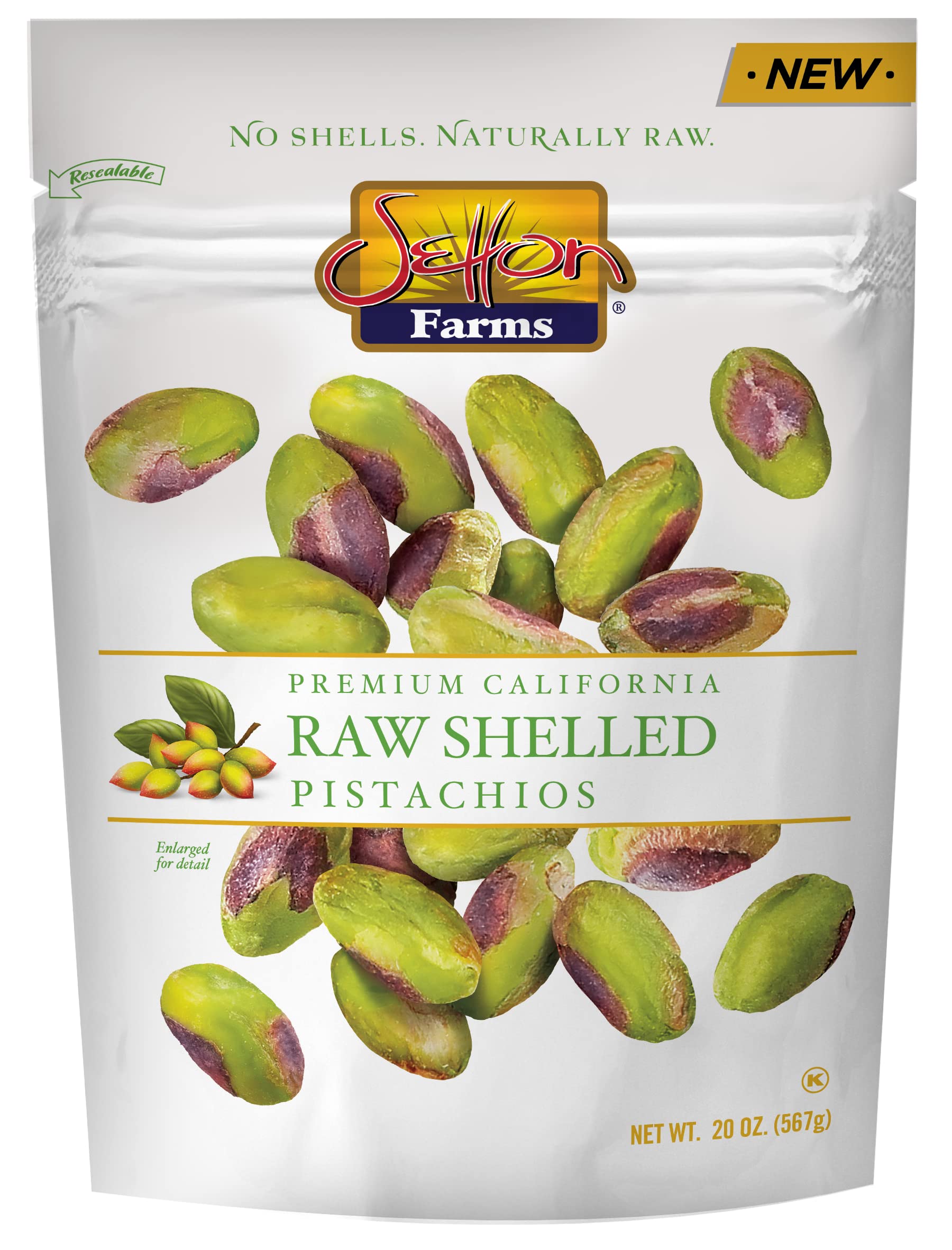 Setton Farms empaque frontal mostrando la bolsa y volumen práctico