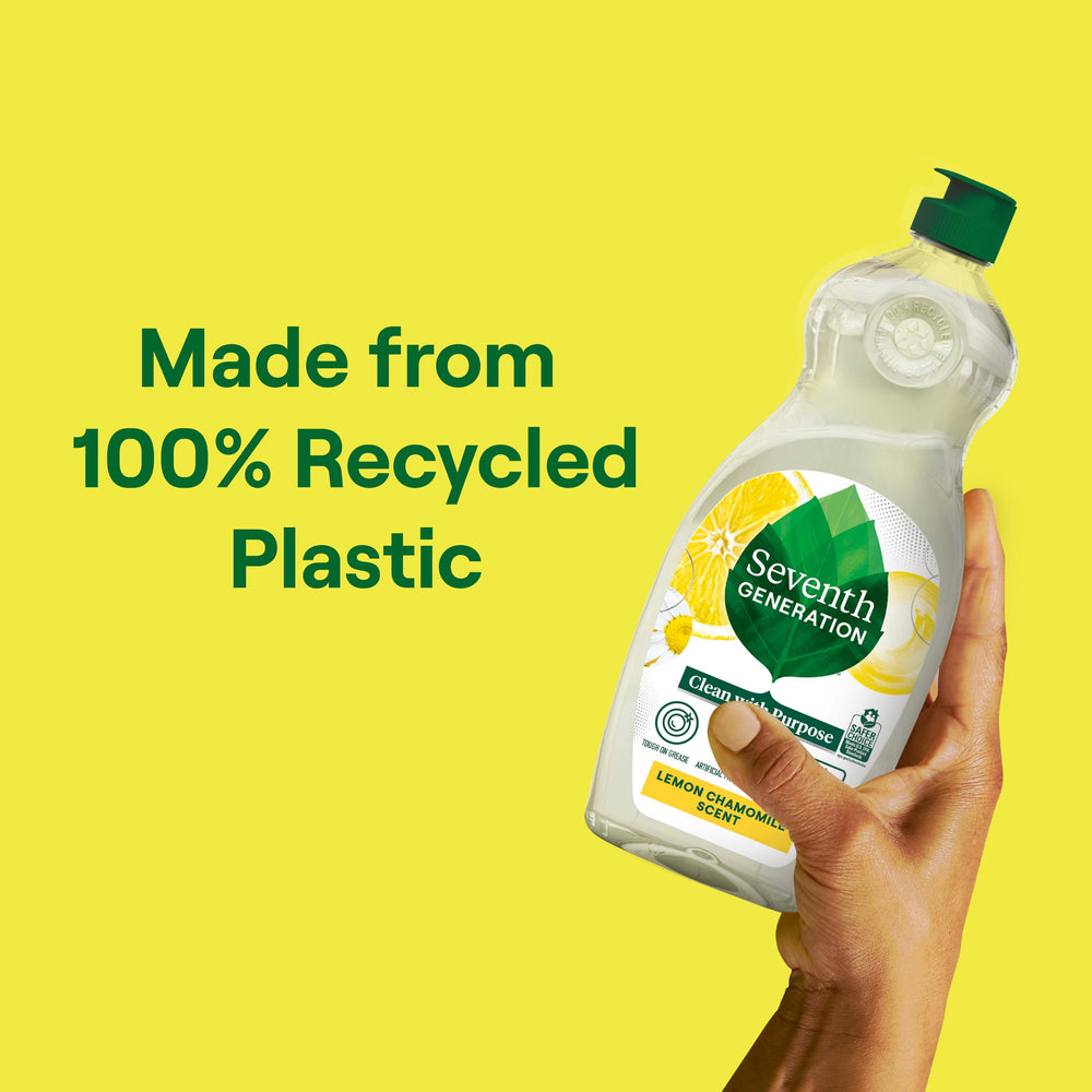 Seventh Generation bottle next to hand for size comparison and convenient handling