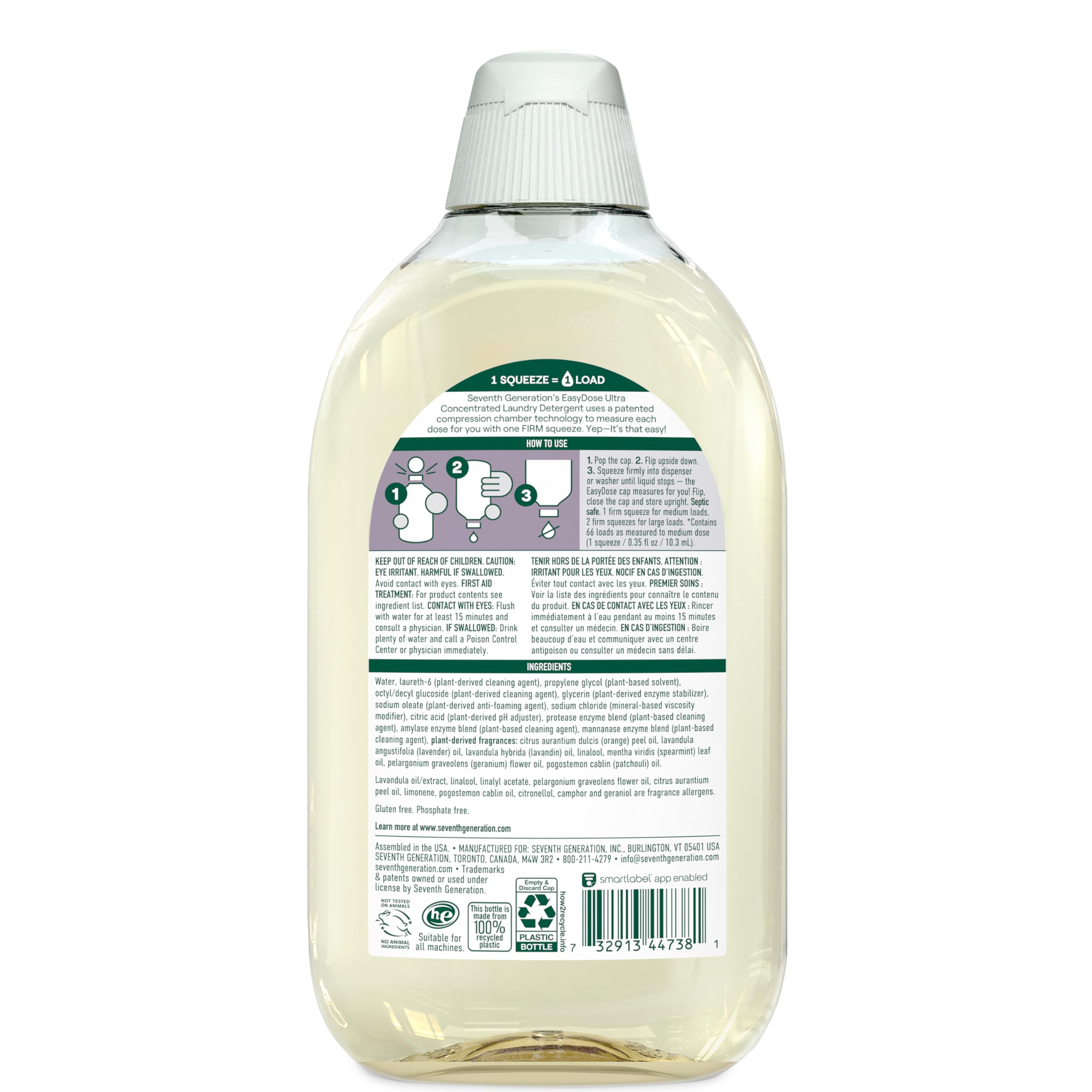 Seventh Generation detalle del dosificador EasyDose mostrando uso sencillo y medido