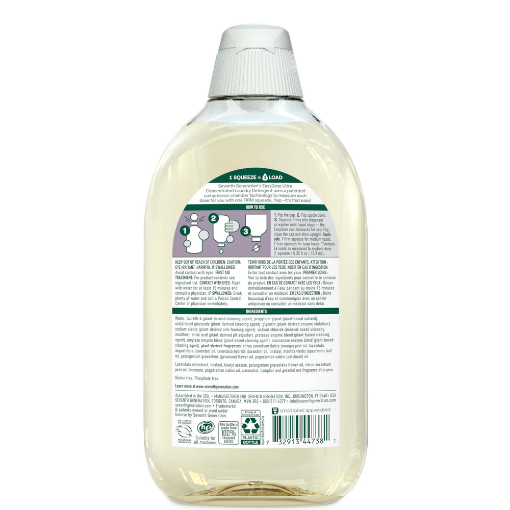 Seventh Generation detalle del dosificador EasyDose mostrando uso sencillo y medido