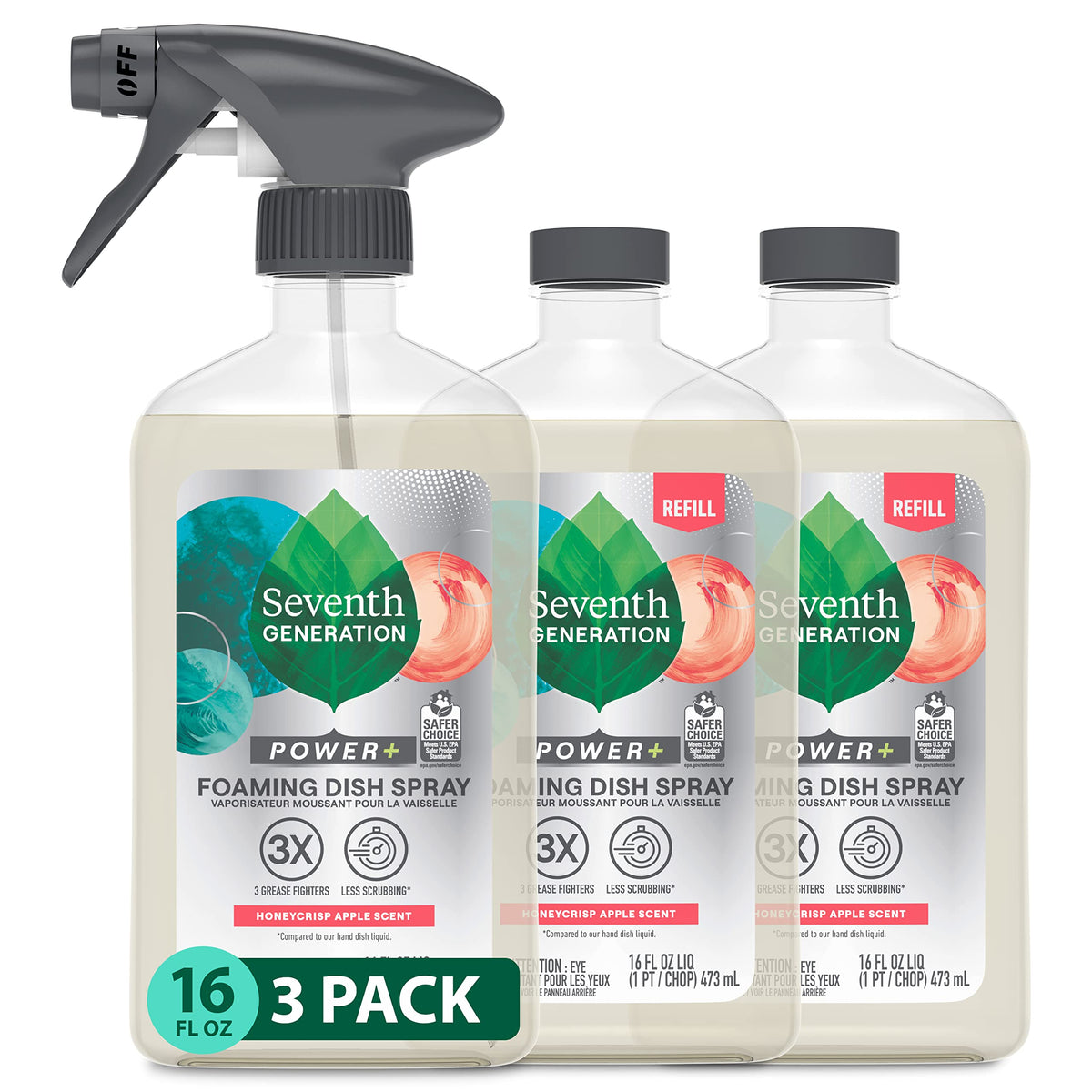 Seventh Generation frente del envase pack de tres muestra ahorro