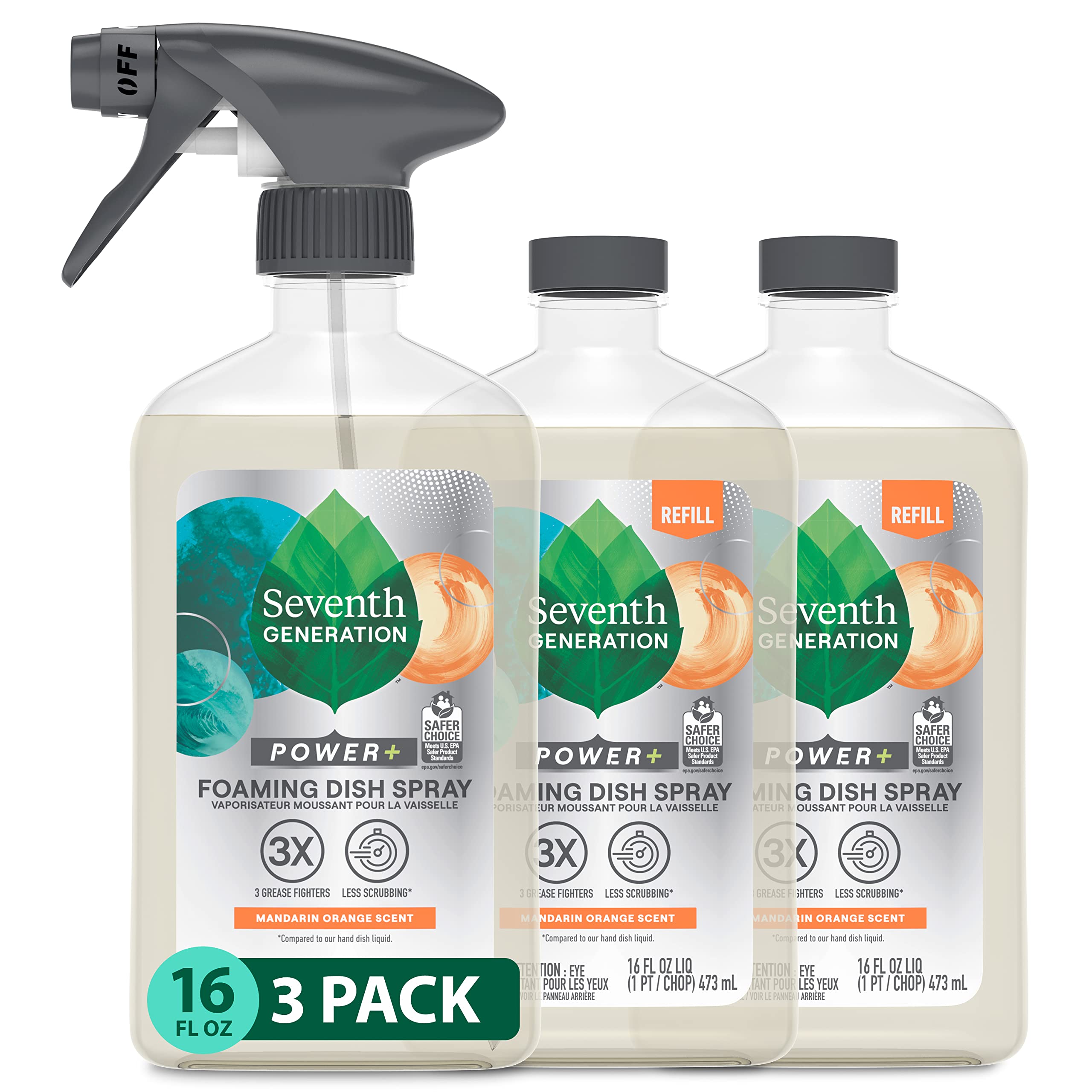 Seventh Generation frontal del recambio con aroma a mandarina, limpieza rápida