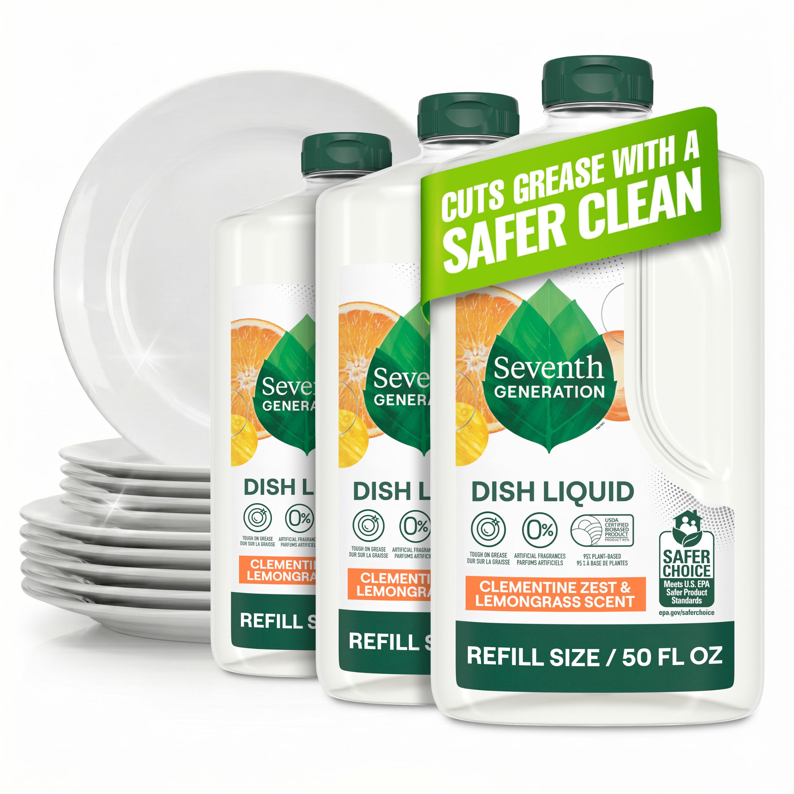 Seventh Generation envase frontal mostrando etiqueta y beneficios ecológicos