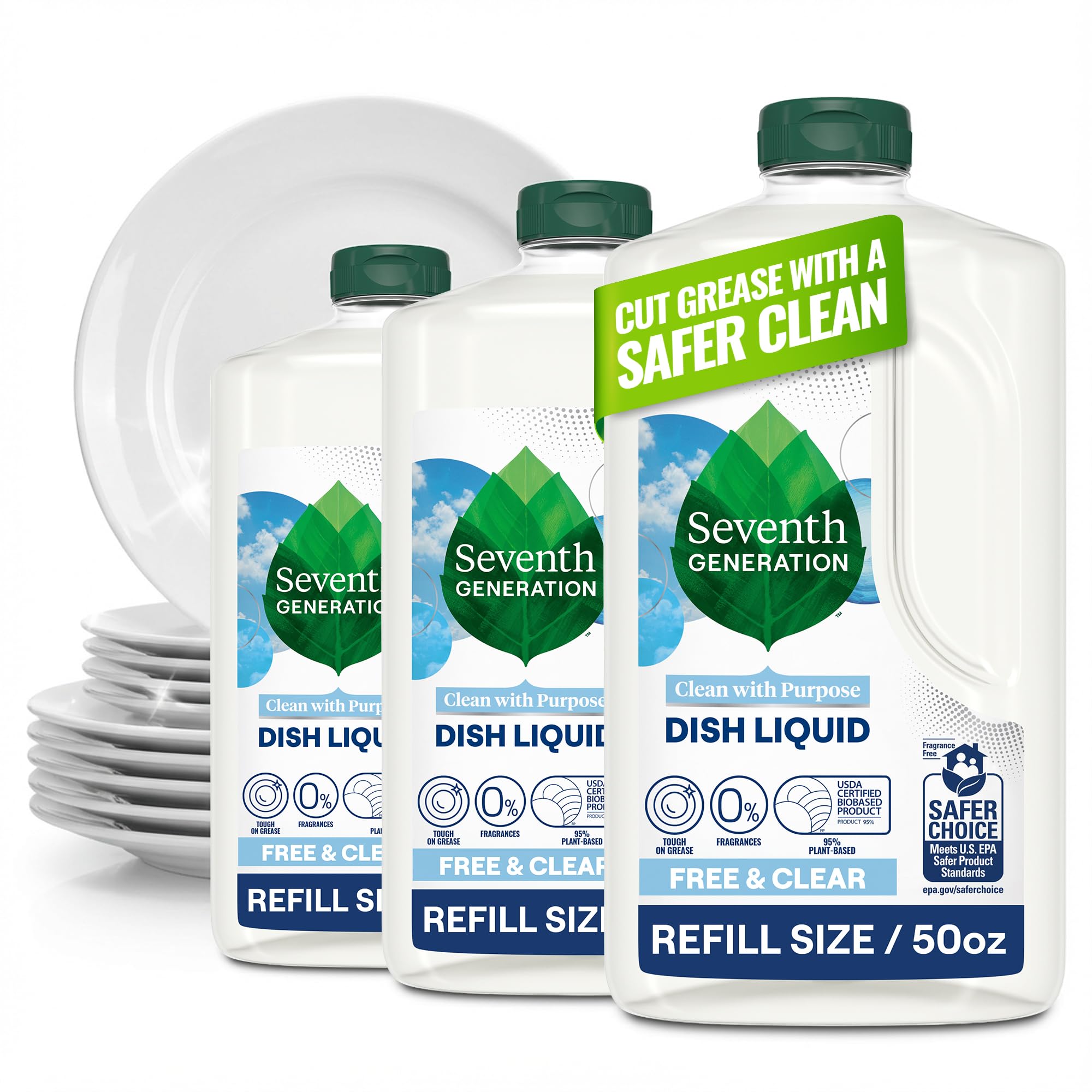 Seventh Generation frontal del envase mostrando el diseño y beneficio ecológico