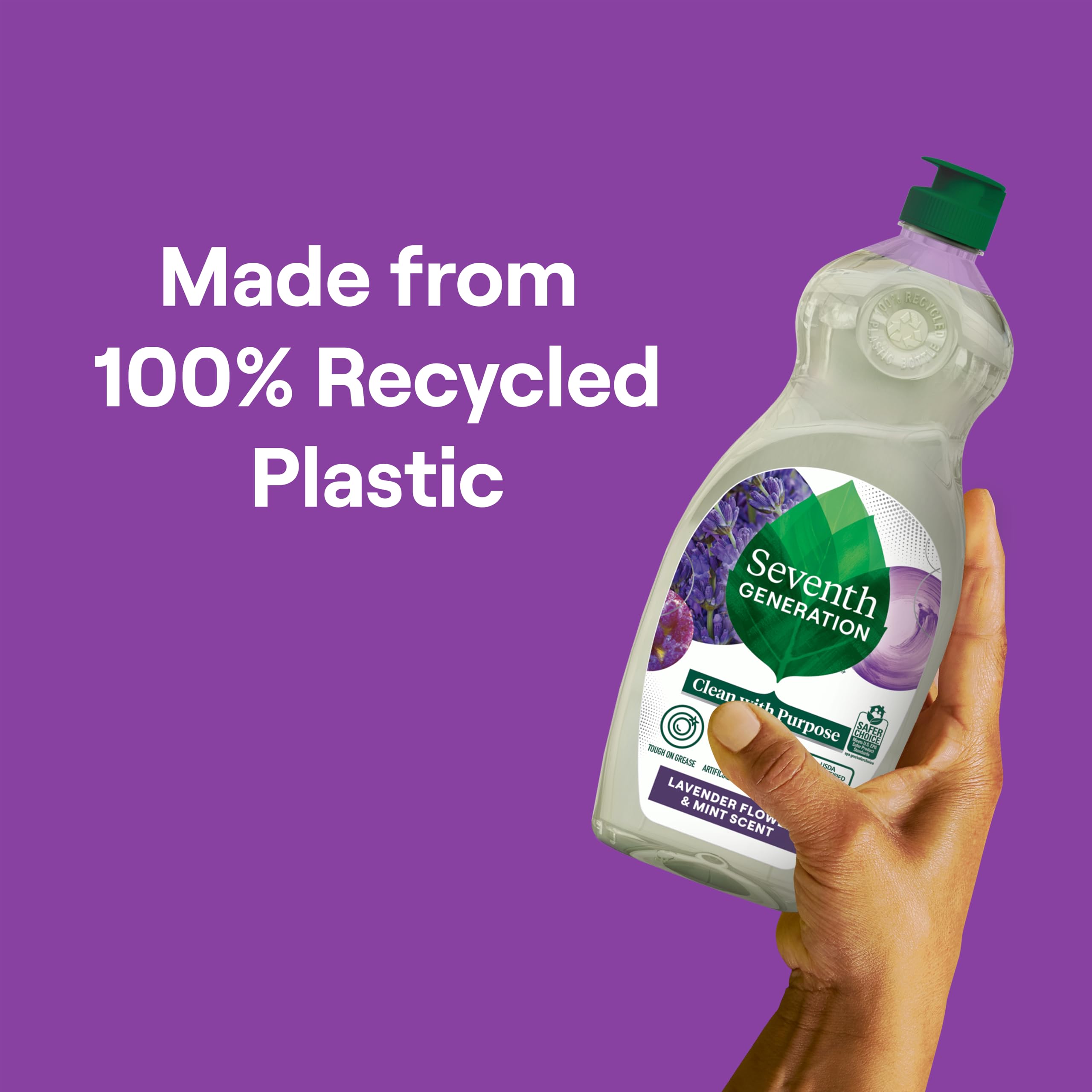 Seventh Generation recycled bottle detail highlighting sustainable packaging