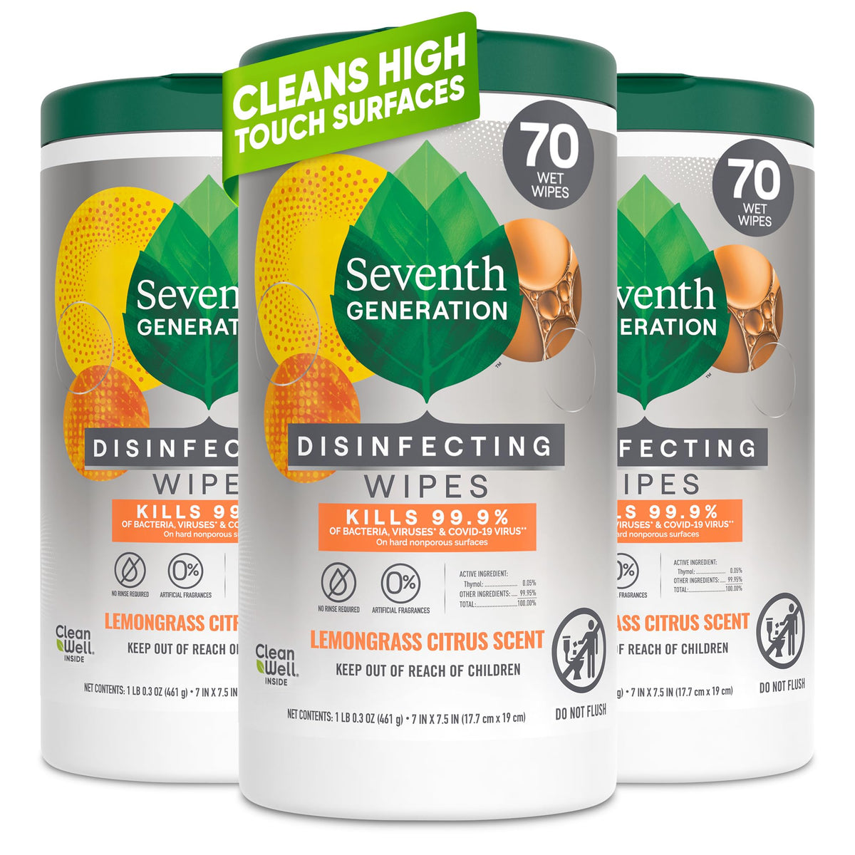 Seventh Generation empaque frontal con diseño botánico y práctico acceso