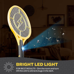 SEWANTA racket in use on patio at dusk for outdoor pest relief