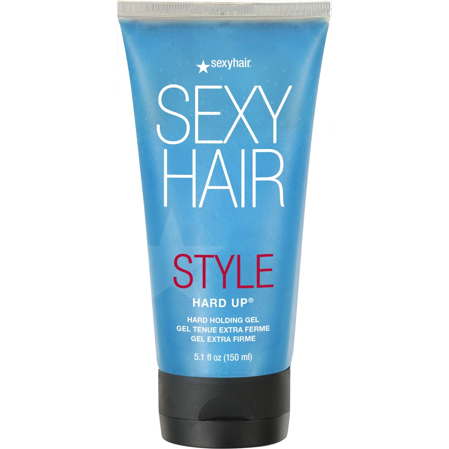 SexyHair frasco frontal Hard Up mostrando diseño y capacidad, fijación extrema