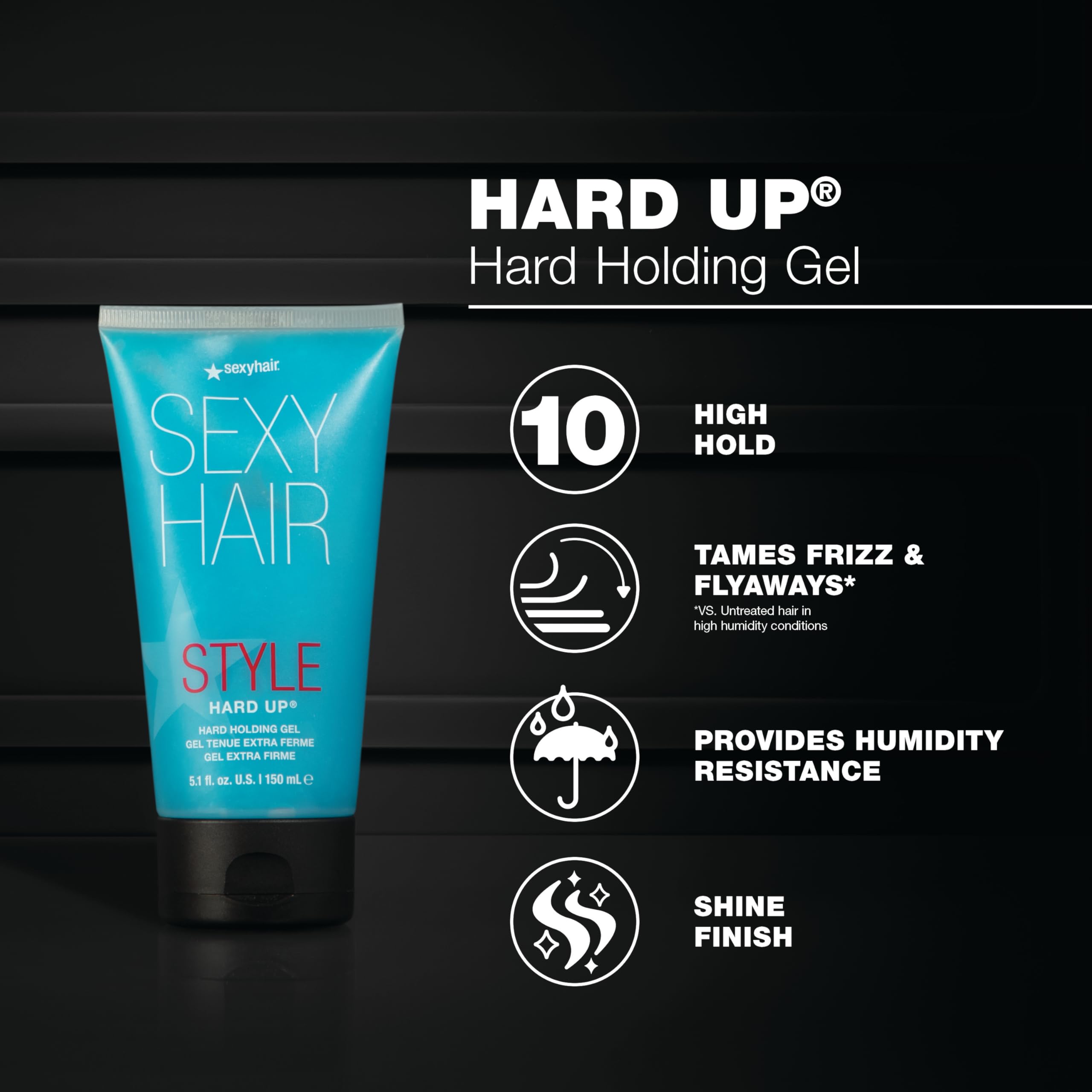 SexyHair peinado final con brillo natural y control, beneficio acabado pulido