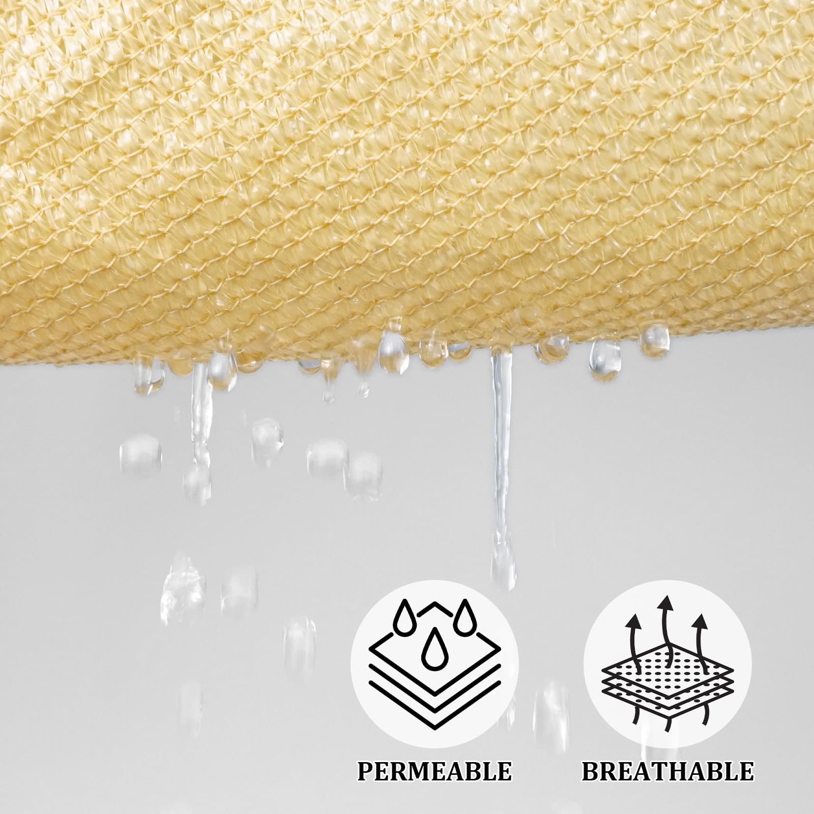 Shade&Beyond textura del tejido HDPE 185 gsm que permite ventilación y resistencia
