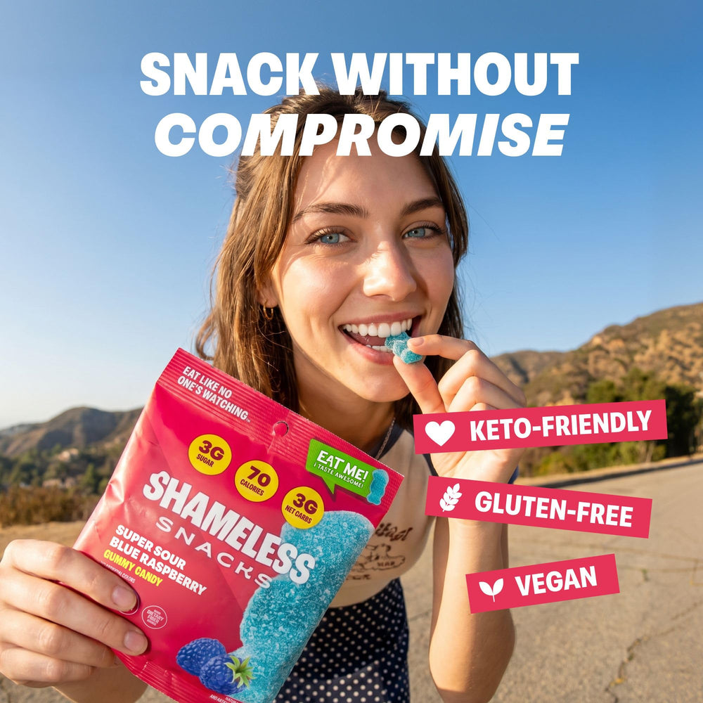 Shameless etiqueta nutricional, muestra 3g azúcar y 26g fibra claramente