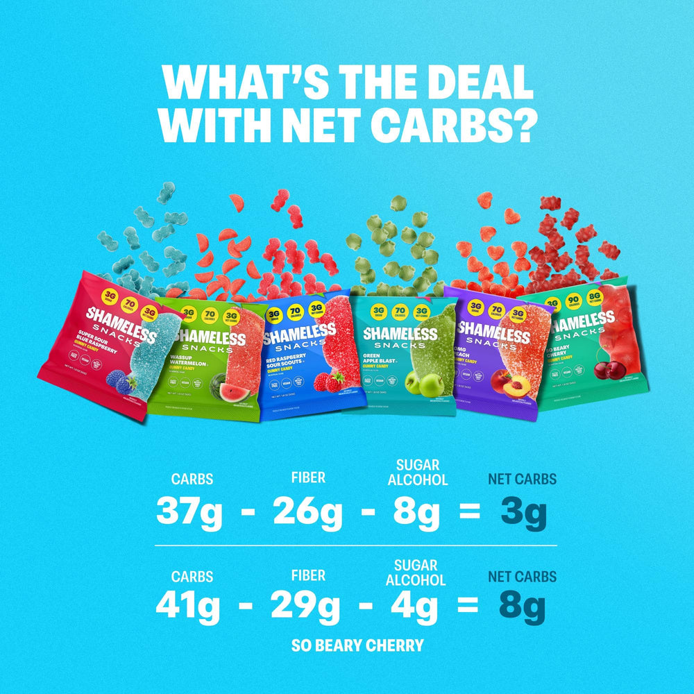 Shameless etiqueta nutricional detalle destacando bajo azúcar y fibra