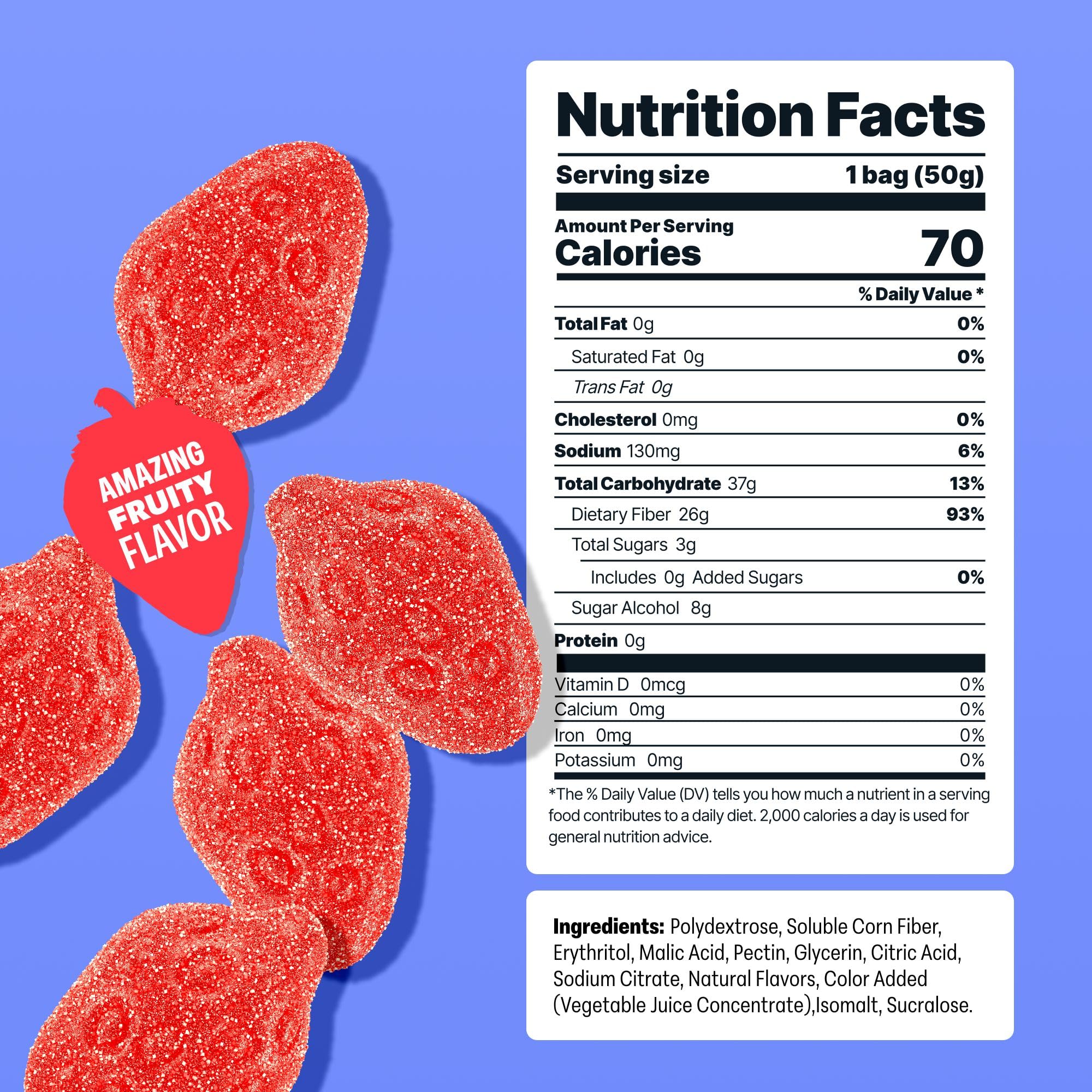 Shameless etiqueta con información nutricional y bajo en azúcar