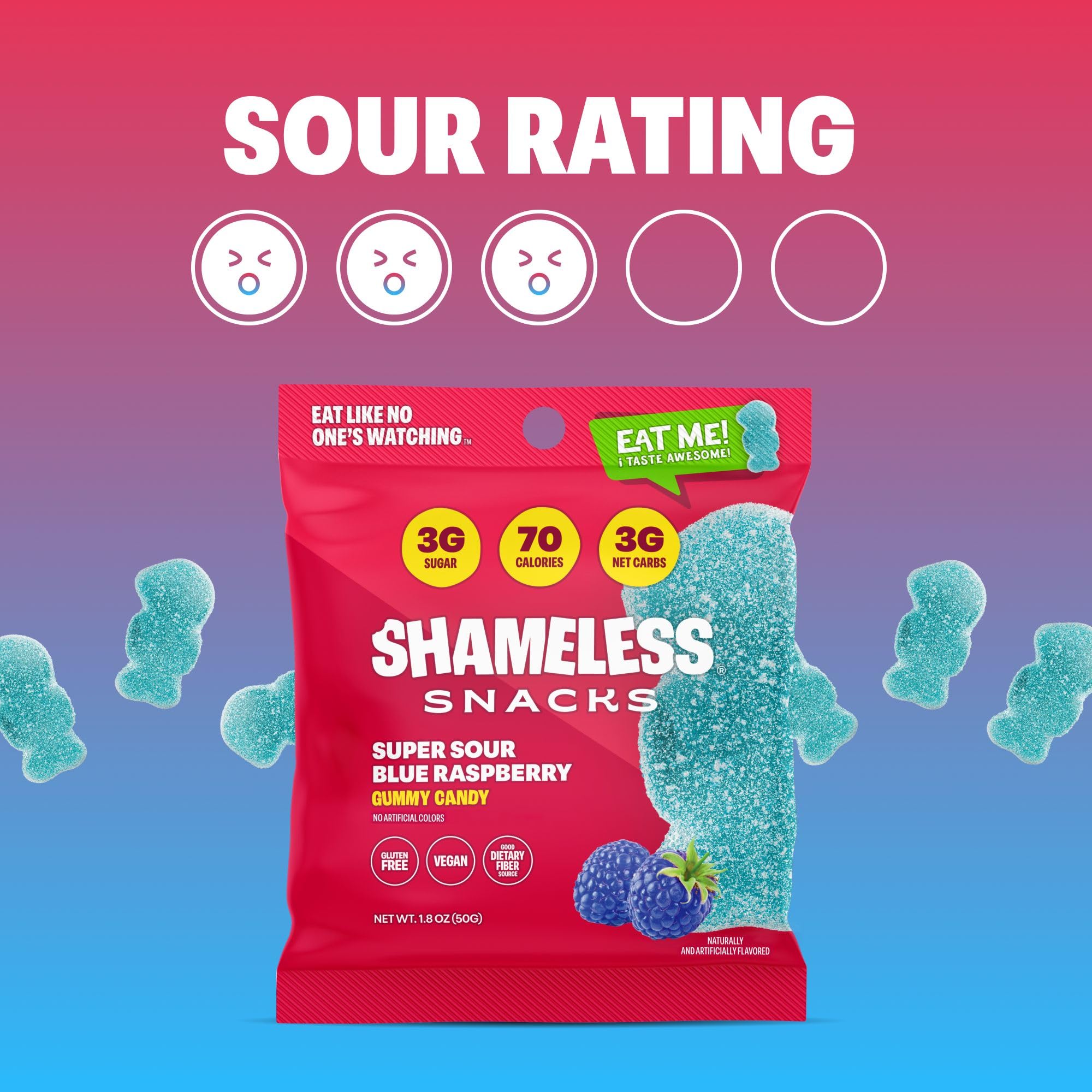 Shameless inserto que destaca vegan y gluten free, beneficios claros