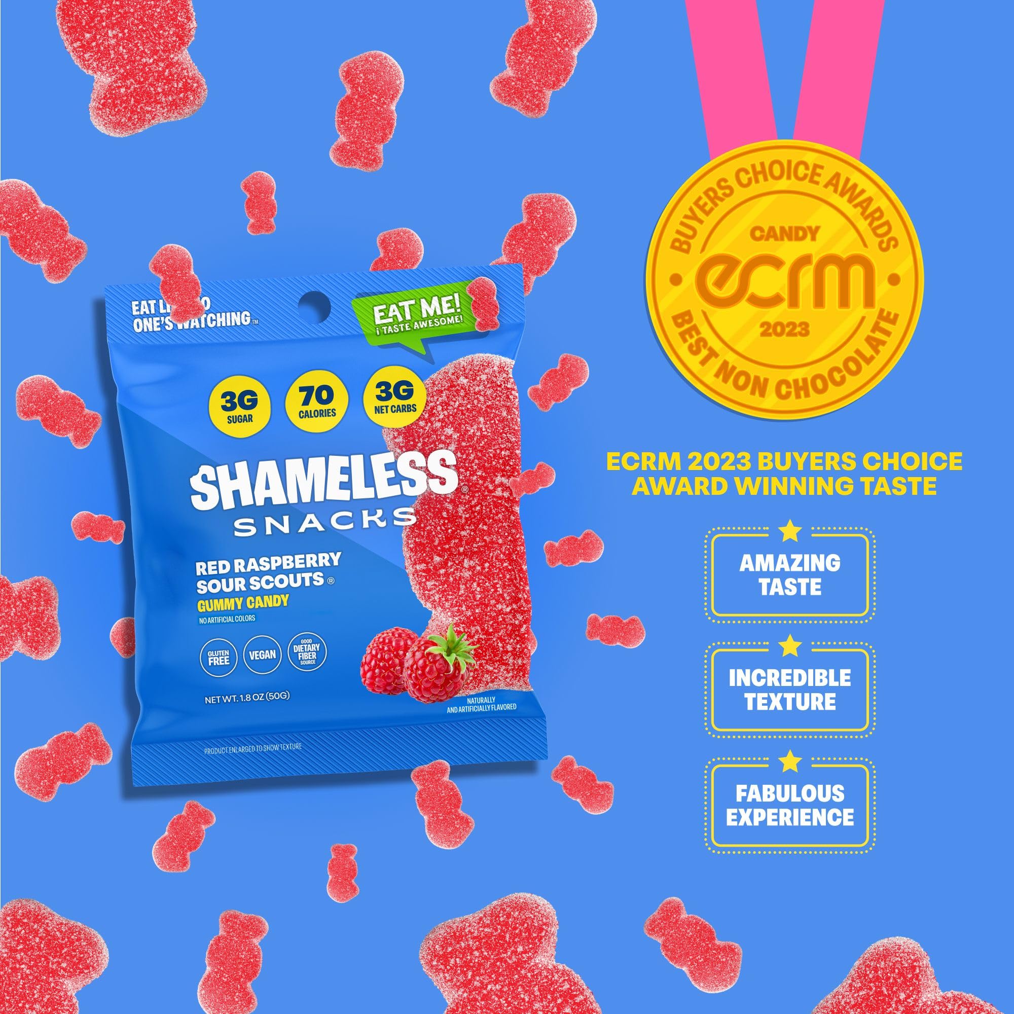Shameless nutrition label close-up highlighting low sugar and high fiber benefit