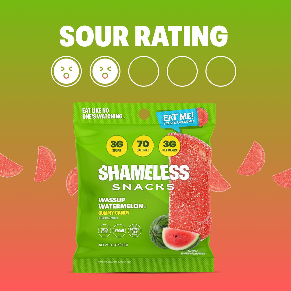 Ingredients display for Shameless showing pectin base and clean-label benefit
