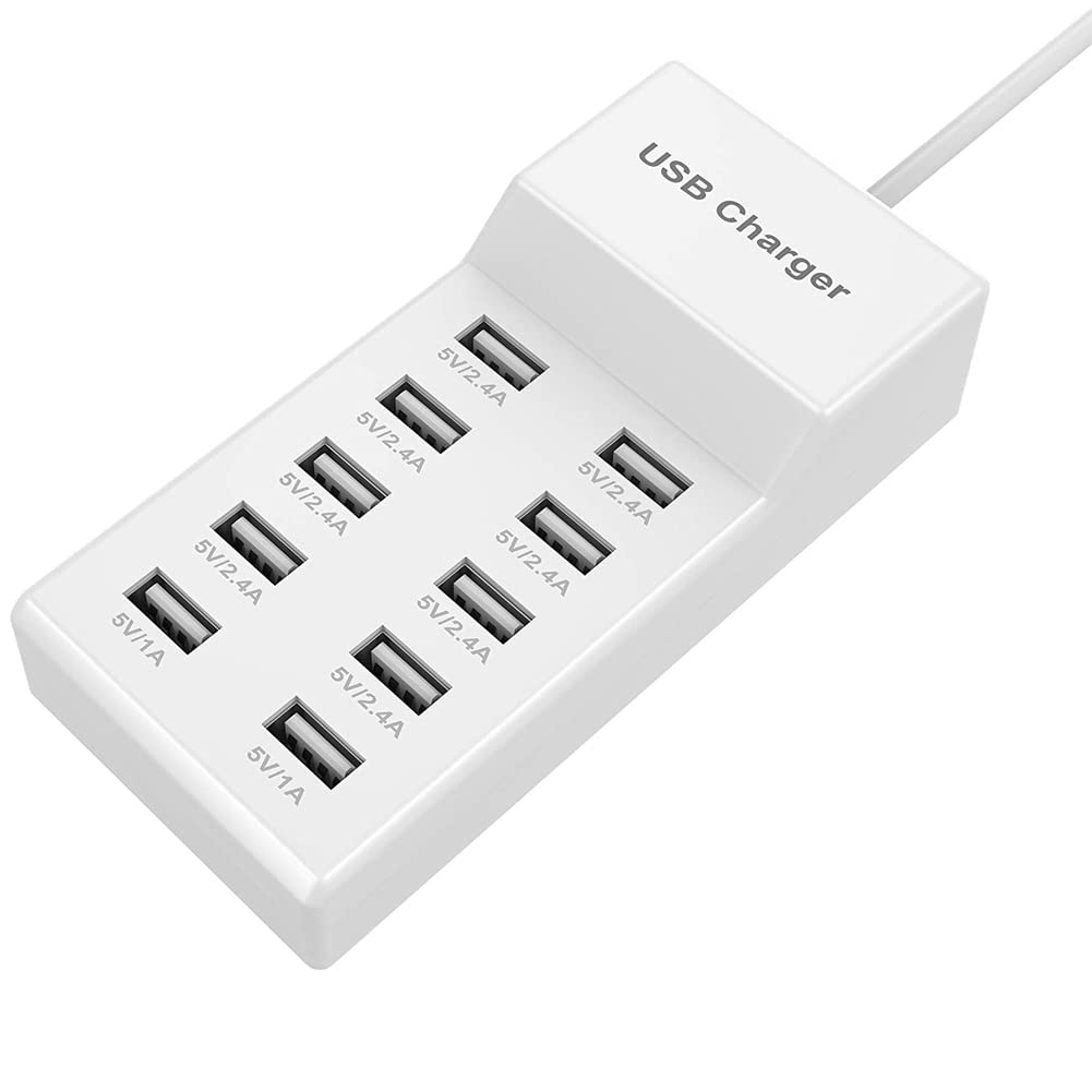 SHANCAO vista frontal con diez puertos USB para cargar múltiples dispositivos