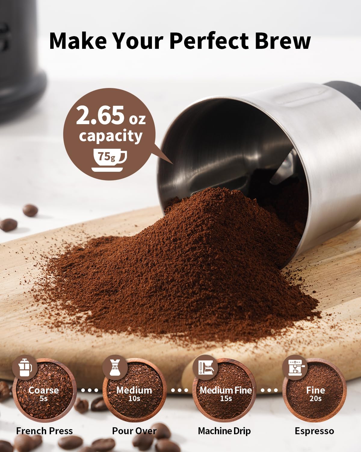 SHARDOR molinillo en uso triturando granos de café para frescura inmediata