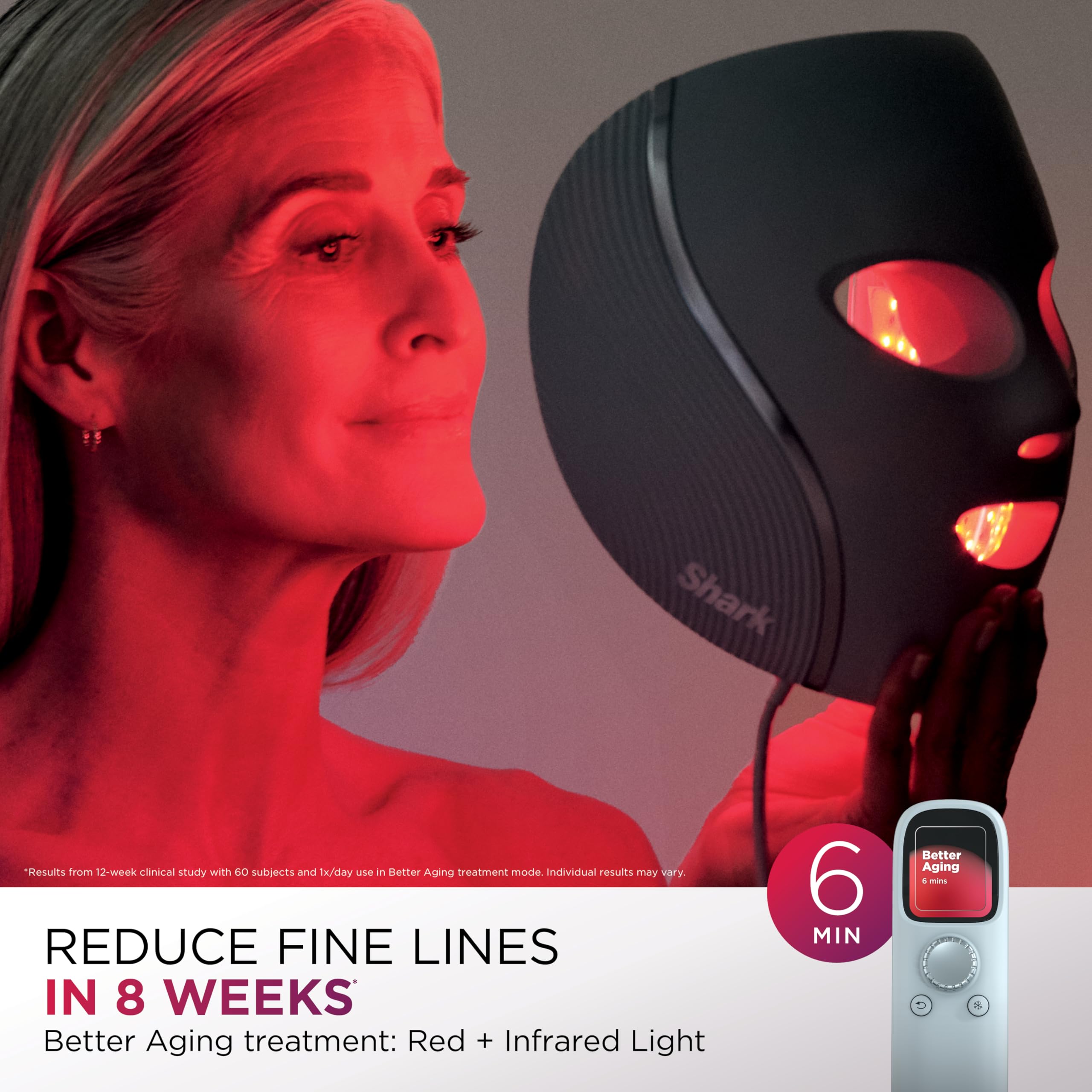 Person using Shark CryoGlow mask relaxed showing soothing cooling benefit