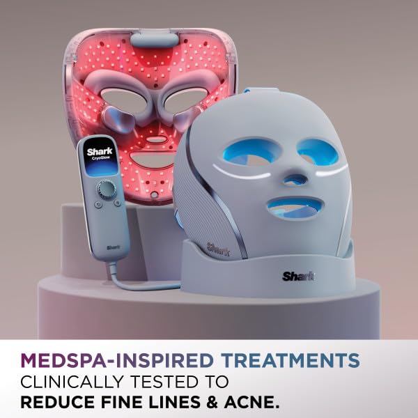 Shark CryoGlow under-eye cooling close-up demonstrating soothing temperature control