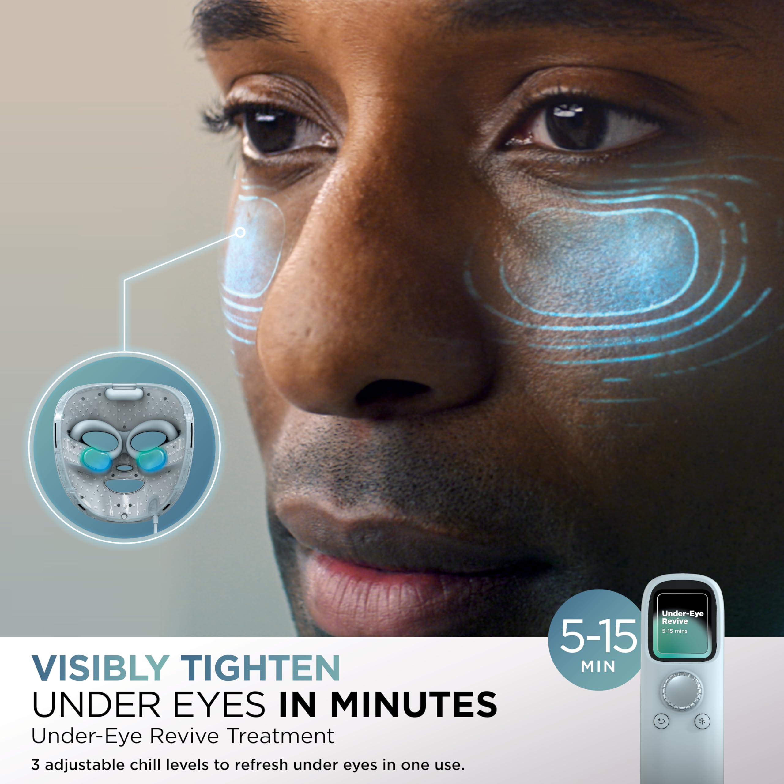 Shark CryoGlow under-eye pad detail with InstaChill cold technology benefit