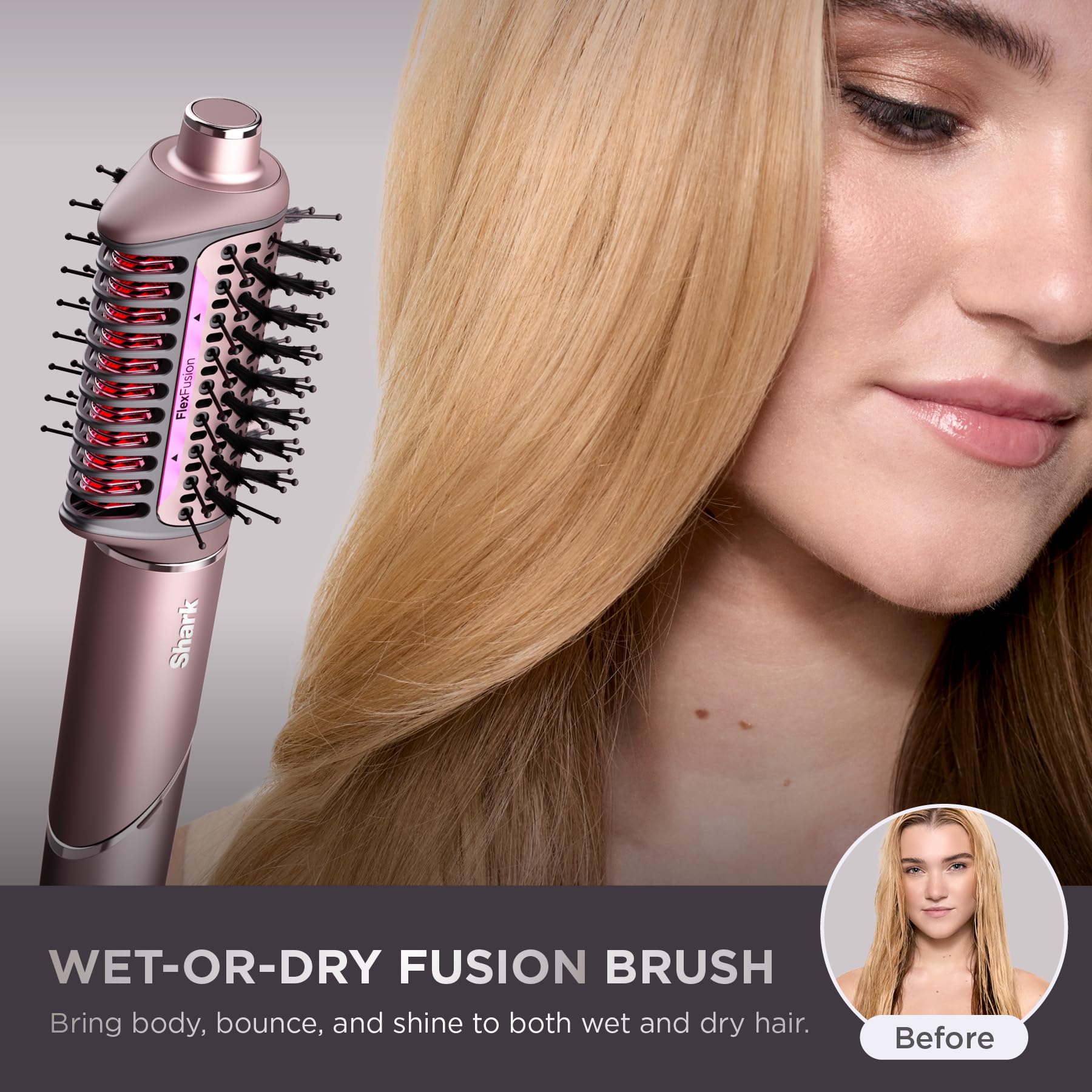 Shark FlexFusion styling dry hair image demonstrating polished blowout and reduced frizz