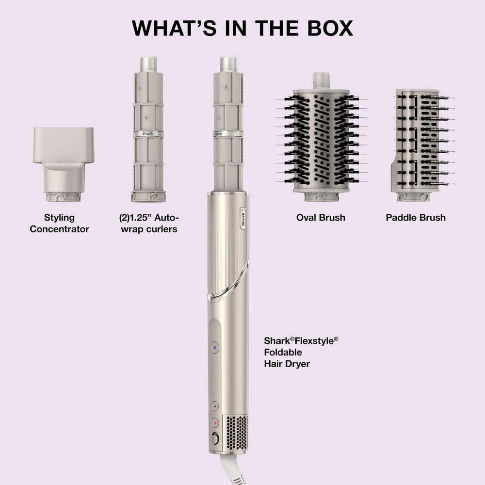 Shark FlexStyle full accessory set laid out showing included tools for multitasking